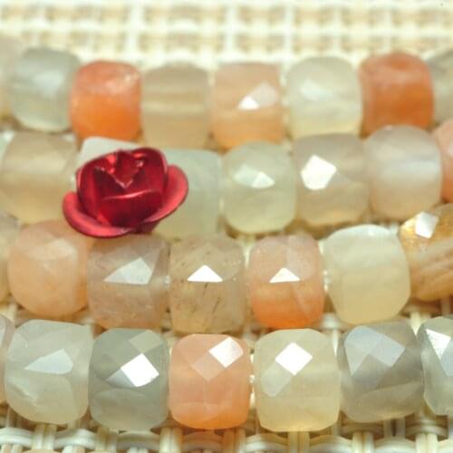 Natural Rainbow Moonstone Faceted Cube Loose Beads Wholesale Gemstone Semi Precious Stones Bracelet Necklace for Jewelry Making