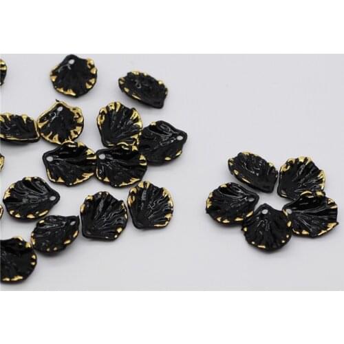 30pcs 15x17mm Acrylic Charms Pendants Black Flower Petal Beads DIY Earrings Making Jewelry Findings Girls Hair Accessories