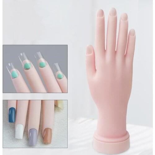 Practice Mannequin Hand For Manicure Nail Hand Training Model Flexible Movable Prosthetic Soft Fake Nail Printer Manicure Nails