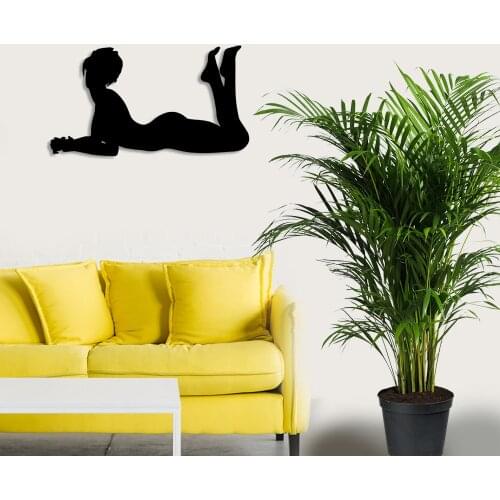 Sexy Woman Lying on the Floor Wall Room Accessory Wooden Table 50x27cm