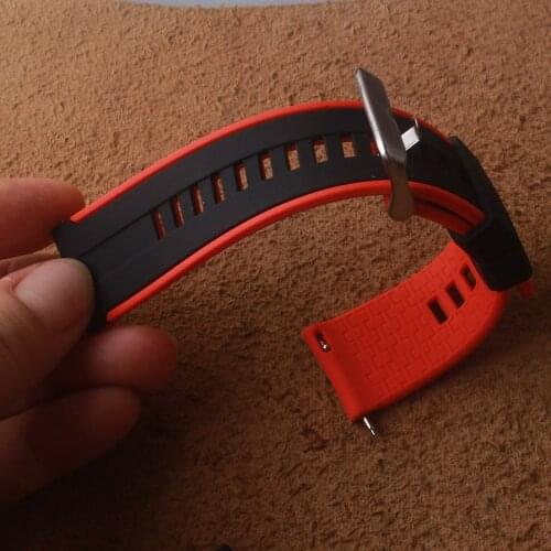 Diver Watch Straps 22 MM Replacement Silicone Hole Silver buckle Bracelets Colorful Strap Watches Accessories Quick release pin