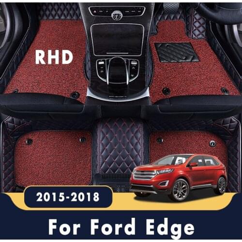 RHD For Ford Edge 2018 2017 2016 2015 Luxury Double Layer Wire Loop Car Floor Mats Leather Carpets Auto Accessories Rugs Custom