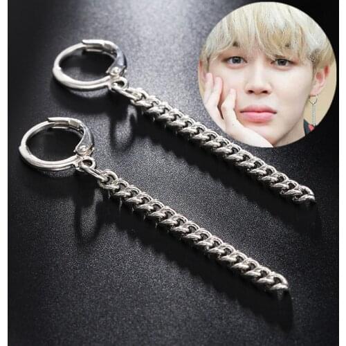 E0408 Punk Style Tassel Earrings For Men Women Korea BTS JIMIN Stud Earrings Statement Jewelry Exquisite Gift Wholesale