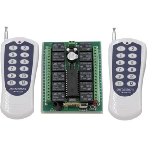 DC12V 24V 12CH 12CH Radio Controller RF Wireless Remote Control Switch System 2 X Transmitters and Receiver 315/433MHZ