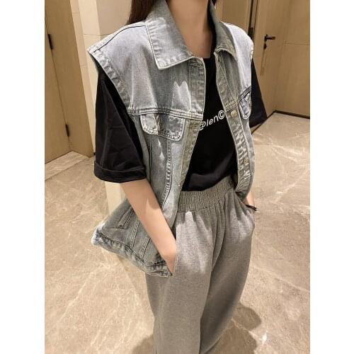 Fashion 2021 Autumn New Women Denim Chains Vest Female Casual Luxury Cowboy Coat Gdnz 6.30