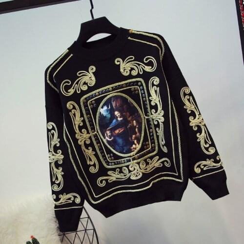 Set 2021 Autumn New Womens Loose Sweater Pants Fashion Knitted Two-piece Suit Oil Painting Embroidery Harem Pants Fashion Suit