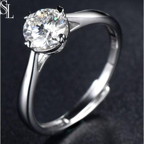 SL 925 sterling silver ring 1ct 2ct 3ct Classic style Diamond jewelry Moissanite ring Wedding Party Anniversary Ring For Women