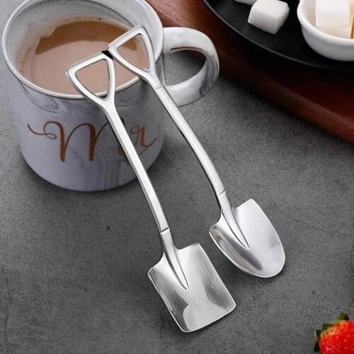 1/2/4Pcs Shovel Coffee Spoon Creative Stainless Steel Tea-spoon Ice Cream Dessert Spoon Christmas Gift Tableware Tool Cucharas