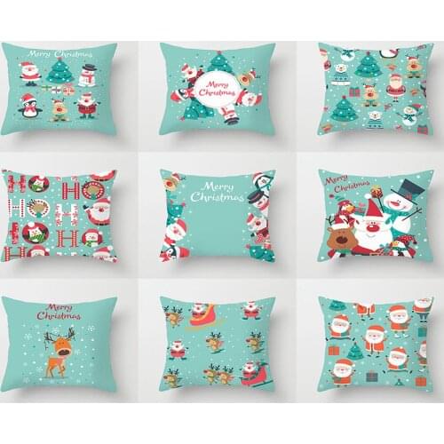 2021 Christmas Cushion Cover 45X45 For Living room Office Sofa Home Decor Christmas Decorative Pillow Cover Blue Cushion Cover