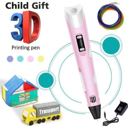 3D pens 2nd Generation LED Display Screen 1.75mm ABS DIY Smart 12V 3D Drawing Printer Pen 3 D Pen Best Birthday Gift for Kids