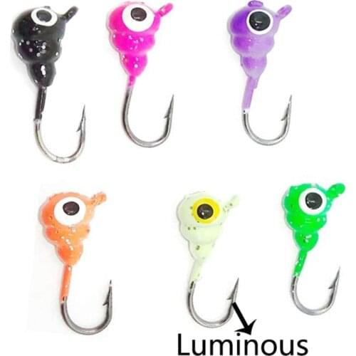 6pcs/Lot Lure Hook Bait Jig Head Fishing Tackle Winter Multicolor Ice Jigging Lead Head Hook Metal Winter Mini Fishhook Carp Set