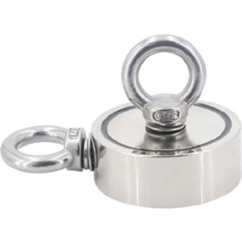 60mm/2.36" Strong Magnetic Fishing Tool Pulling Force Round Neodymium Magnet With Eyebolt For River Salvage