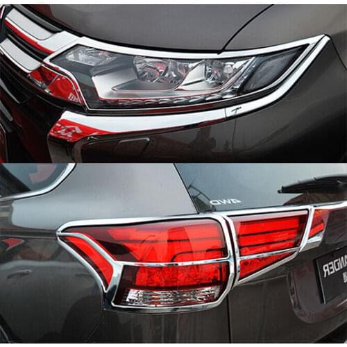 ACCESSORIES FIT FOR MITSUBISHI OUTLANDER 2016 CHROME FRONT REAR HEADLIGHT TAIL LIGHT LAMP COVER TRIM RIM BEZEL MOLDING GARNISH