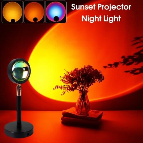 Atmosphere Rainbow Sunset Projector Led Night Light Sun Projection Desk Lamp for Bedroom Bar Coffee Store Wall Decor Lighting