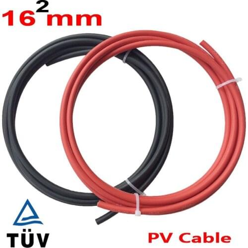 Free Shipping! 16mm2 16 25 square meters solar pv cable Red Black PV Solar Cable Used to Off-grid and Grid Connected PV System