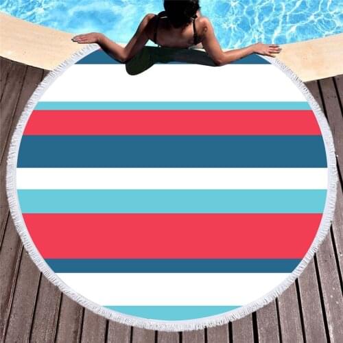Free shipping Ethnic Aztec Geometric Diamonds Zigzags Striped Pattern Fringed Large Round Swim Bath beach towel Blanket 150cm