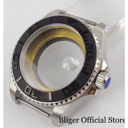 Solid Stainless Steel 43mm Watch Case Seeing Backcover fit MIYOTA 8215 DG MINGZHU 2813 Ceramic Bezel Insert Sapphire Crystal