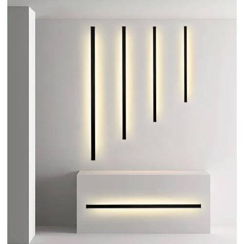 Simple Line Long Wall Lamp Black Geometric Led Wall Lamp for Living Room Bedroom Bedside Sconce Wall Lights Lighting Fixture