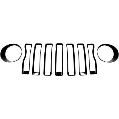 For Jeep Wrangler JL 2017-2021 Front Grille Insert and Headlight Light Cover Trim Auto Accessories Exterior parts Black Factory