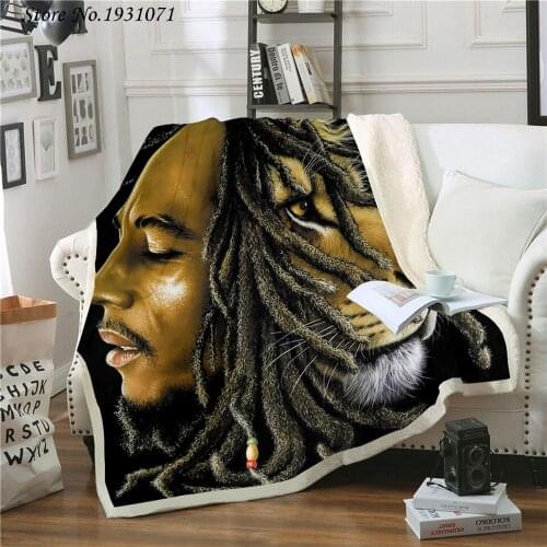 Reggae Singer Bob Marley 3D Printed Fleece Blanket for Beds Thick Quilt Fashion Bedspread Sherpa Throw Blanket Adults Kids 06