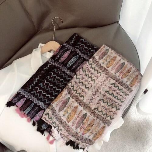 Spain Fashion Design Aztec Ethnic Tassel Viscose Shawl Scarf Lady High Quality Wrap Neckerchief Foulards Muslim Hijab 180*90Cm