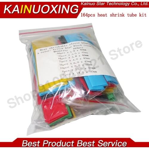 164pcs/Set Heat shrink tube kit Insulation Sleeving termoretractil Polyolefin Shrinking Assorted Heat Shrink Tubing Wire Cable