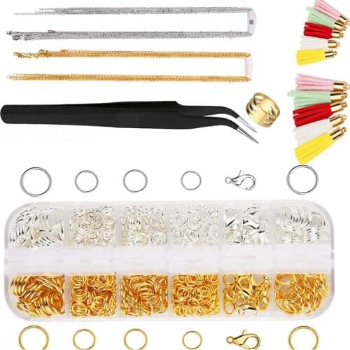 LMDZ 753 PCS Clip Buckle Lobster Clasp Open Jump Rings Storage Box Tweezers Keychain Tassels Bulk Making Supplies Kit