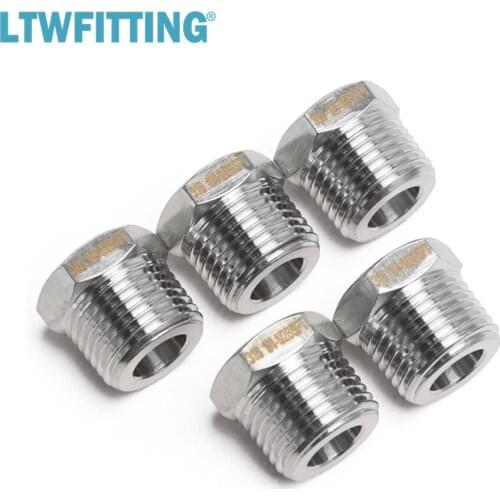LTWFITTING Stainless Steel 316 Pipe Hex Bushing Reducer Fitting 1/2-Inch Male BSPT x 1/4-Inch Female BSPP