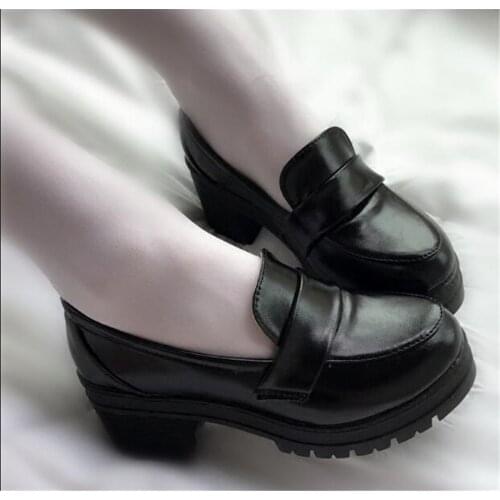 Cute Lolita Girl Women Maid Boots Shoes Round Toe Leather Shoes Japanese JK School Uniform Anime Cosplay B1103
