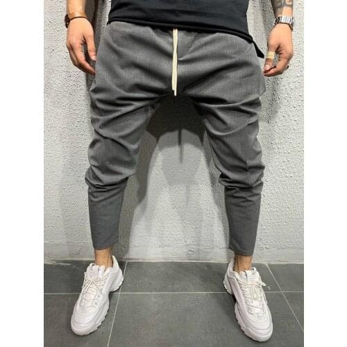 Mens Casual Pants Suit Pants with Drawstring Solid Hip-hop Jogger Mens Cross-Pants Pencil Pants Sweatpants Black Gray M-3XL