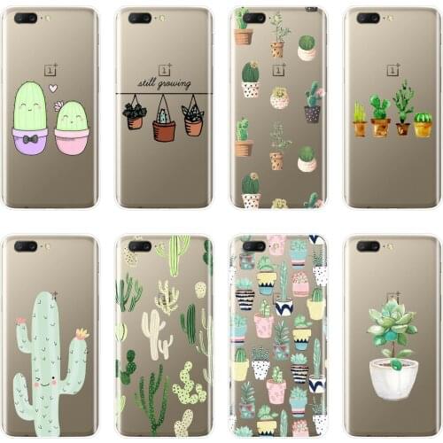For One Plus 6 6T 5 5T 3 3T Phone Case Silicone Cactus Flora Cute Flower Green Soft Back Cover For OnePlus 3 3T 5 5T 6 6T Case
