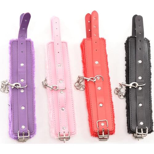 Sexy Adjustable PU Leather Plush Handcuffs Ankle Cuff Restraints BDSM Bondage Sex Toy Restraints Sex Bondage Exotic Accessories