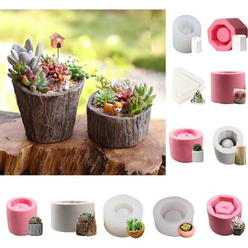 New Geometric Shape Silicone Mold Concrete Molds Flower Succulents Plants Cement Planter Mold Home Decor Candlestick Resin Molds
