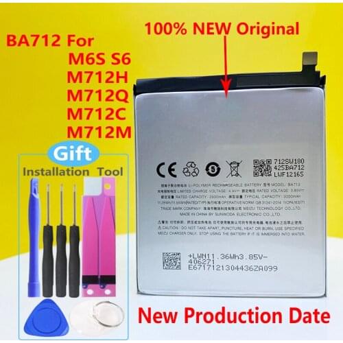 New Original BA712 3000mAh Battery For Meizu M6s S6 M712C M71M M71Q M712H Smart Mobile Phone High Quality With Tracking Number