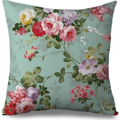 Wholesale cotton Cushion Covers watercolor floral printed Pillow Cover for Home Chair Sofa bed Decoration waist Pillow Cases