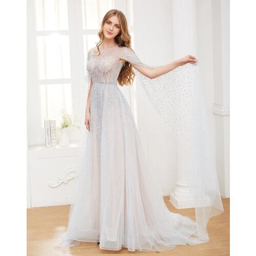 Champagne Gowns Fashion Ladies Evening Dresses Luxury blue Host Dress0528