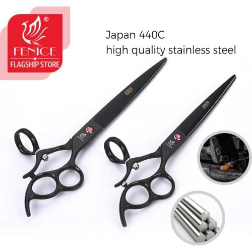 Fenice 7/8 inch Professional Pets Grooming Tools 360° Rotating Handle Cutting Scissors Dog/Cat Hair Cutting Shears Scissors