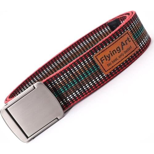 High-quality Ethnic Striped Belt Men and Women Alloy Wear-resistant Quick Release Buckle fashion leather Tail Casual Belt