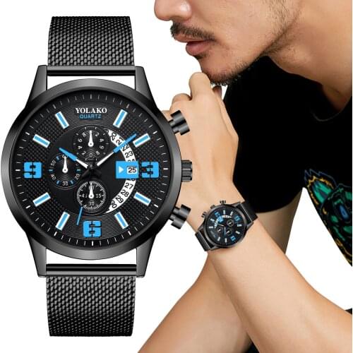 Luxury Casual Men Alloy Quartz Wristwatch Stylish Design Dial Watches Temperament Watch Stainless Steel Mesh Relogio Masculino