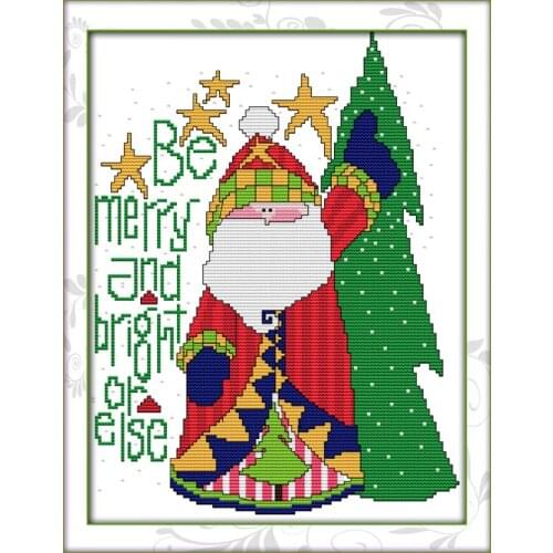 Santa Claus Christmas cross stitch kit counted 14ct 11ct fine printed stamped embroidery DIY handmade needlework craft tool plus