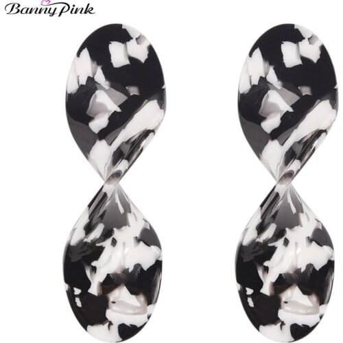 Banny Pink Fashion Big Earrings Large Color Block Leopard-print Tortoishell Earrings Geometric Twisted New Women Studs Earrings