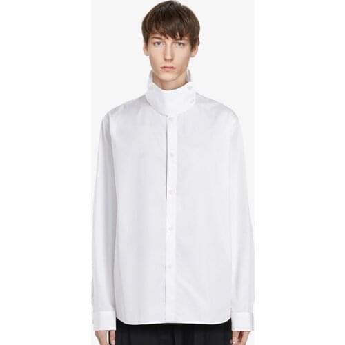 High collar buttoned detachable shirt Simple classic loose Japanese original designer brand shirt