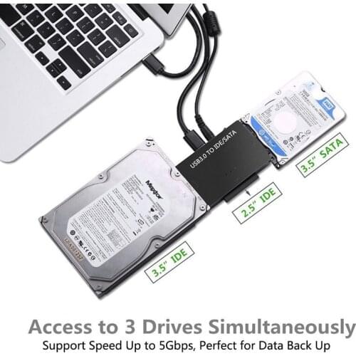With Power Switch, For 2.5 Inch / 3.5 Inch SATA HDD / SSD And IDE HDD Drive Optical Drive, Supporting 5TB, Including 12V 2A Powe