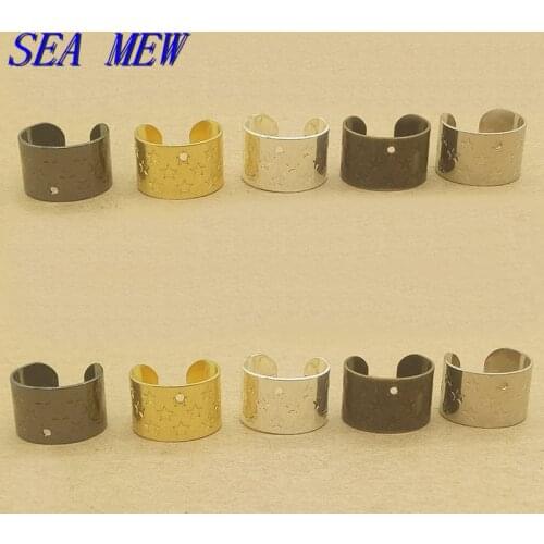 10mm*7.5mm 5 Colors Unisex stars carved ear cuff wrap earrings settings cartilage clip earring base DIY jewelry