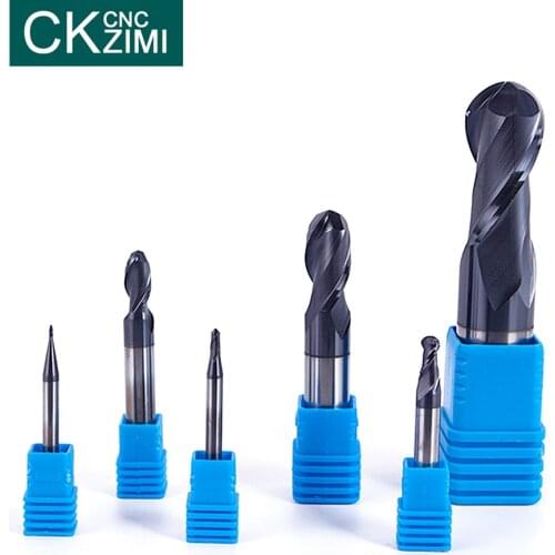 Ball nose end mill 2 flutes R0.5-R10 HRC45 Tungsten Solid Carbide CNC ball nose end mill for wood metal face and slot machining