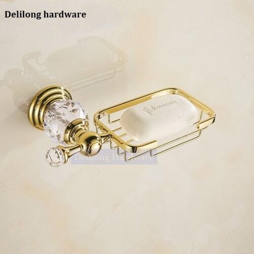 European crystal gold-plated soap rack metal pendant European-style bathroom antique soap rack shelf
