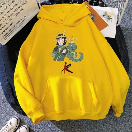 Loki Crocodile Cartoon Hoodies Oversize Aesthetic Time Variance Authority Autumn Winter Comic Print Pocket Kawaii Clothes Unisex