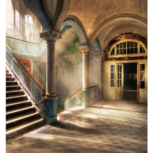 TR 5x7ft Sunshine Castle Window Photography Backdrops Retro Stair Wedding Photo Studio Computer Printed Backgrounds Custom Vinyl