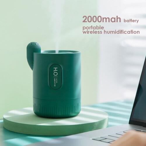 Creative Cactus Diffuser Humidifier 2000mAh Portable Essential Oil Diffuser USB mini Air Atomizer Ultrasonic Diffuser
