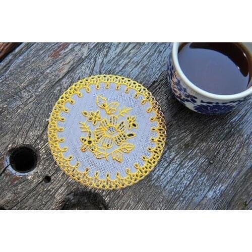 YJ-310 golden Diameter 10cm PVC Mat for plate bowl table hotel dining cushion ashtray vase Place mats/Waterproof(6 pieces/lot)